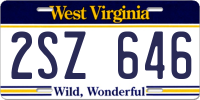 WV license plate 2SZ646