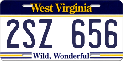 WV license plate 2SZ656