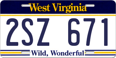 WV license plate 2SZ671