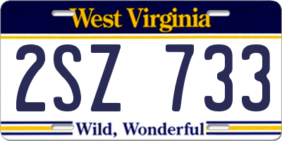 WV license plate 2SZ733