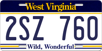 WV license plate 2SZ760