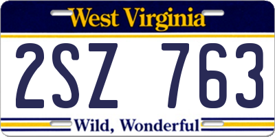 WV license plate 2SZ763