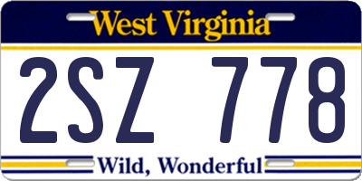 WV license plate 2SZ778