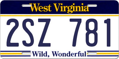 WV license plate 2SZ781