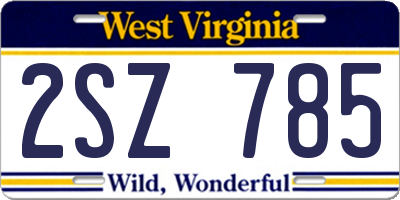 WV license plate 2SZ785