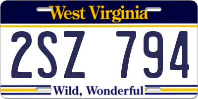 WV license plate 2SZ794