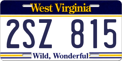 WV license plate 2SZ815