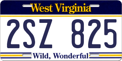 WV license plate 2SZ825