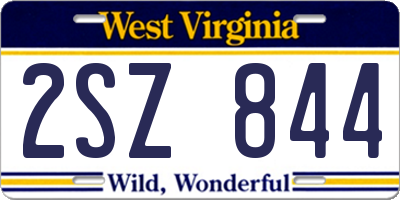 WV license plate 2SZ844