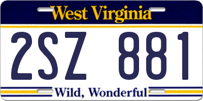 WV license plate 2SZ881