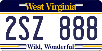WV license plate 2SZ888
