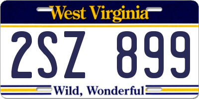 WV license plate 2SZ899