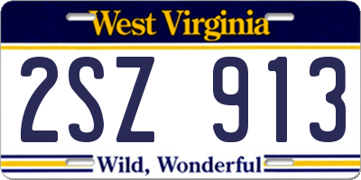 WV license plate 2SZ913