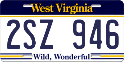 WV license plate 2SZ946