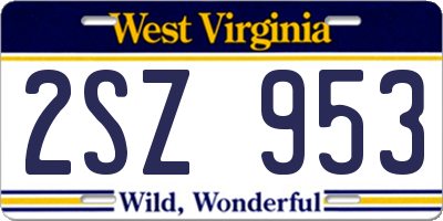 WV license plate 2SZ953
