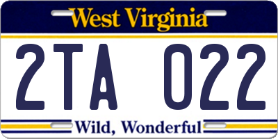 WV license plate 2TA022