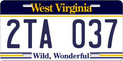 WV license plate 2TA037