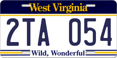 WV license plate 2TA054