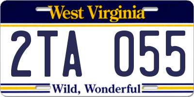 WV license plate 2TA055
