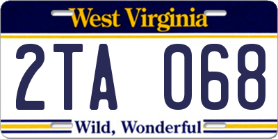 WV license plate 2TA068