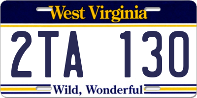WV license plate 2TA130