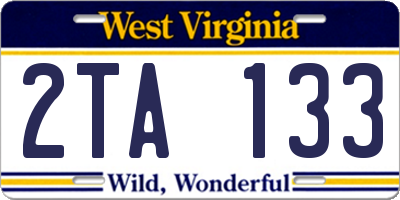 WV license plate 2TA133