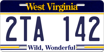 WV license plate 2TA142