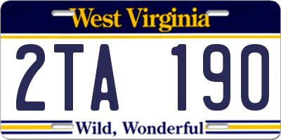 WV license plate 2TA190