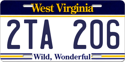WV license plate 2TA206