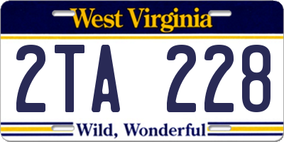 WV license plate 2TA228