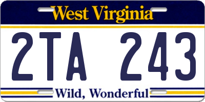 WV license plate 2TA243