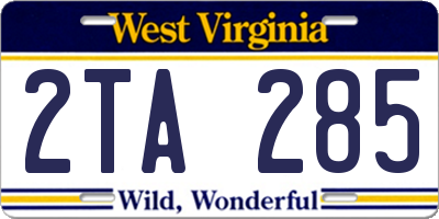 WV license plate 2TA285