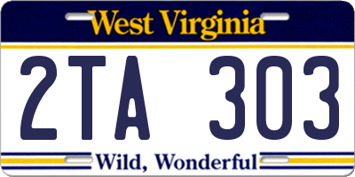 WV license plate 2TA303
