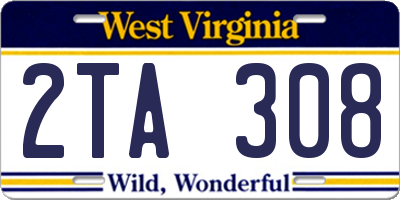 WV license plate 2TA308