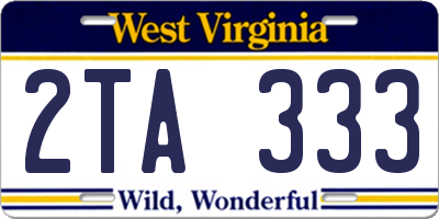WV license plate 2TA333