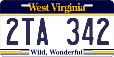 WV license plate 2TA342