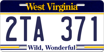 WV license plate 2TA371