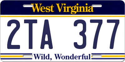 WV license plate 2TA377