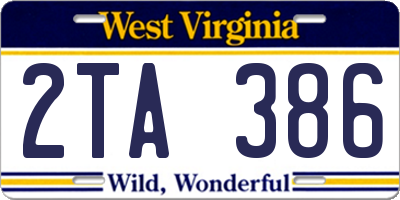 WV license plate 2TA386