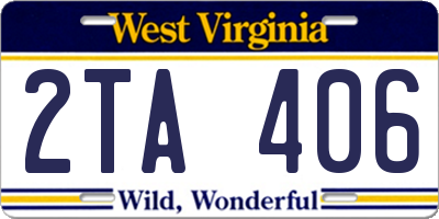 WV license plate 2TA406
