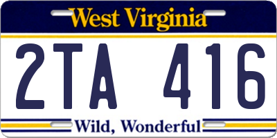 WV license plate 2TA416