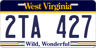 WV license plate 2TA427