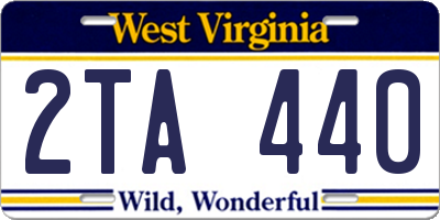 WV license plate 2TA440
