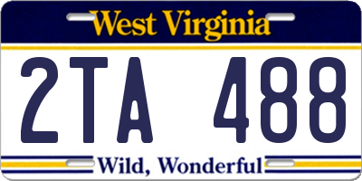 WV license plate 2TA488