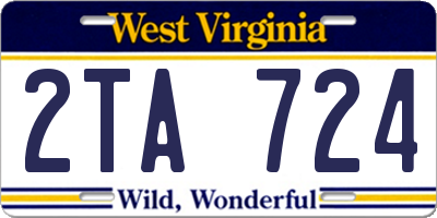WV license plate 2TA724