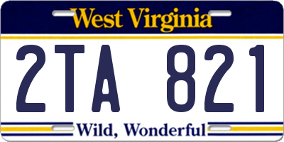WV license plate 2TA821