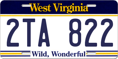 WV license plate 2TA822