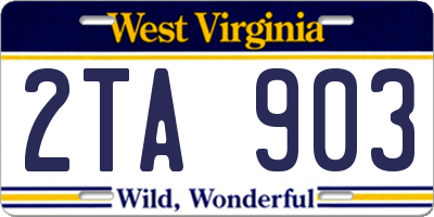 WV license plate 2TA903