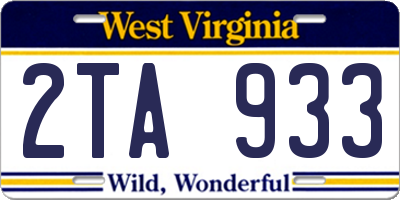 WV license plate 2TA933