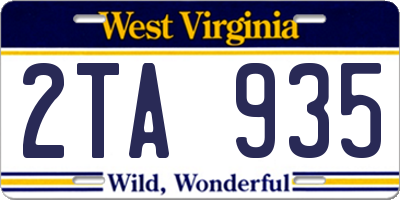WV license plate 2TA935